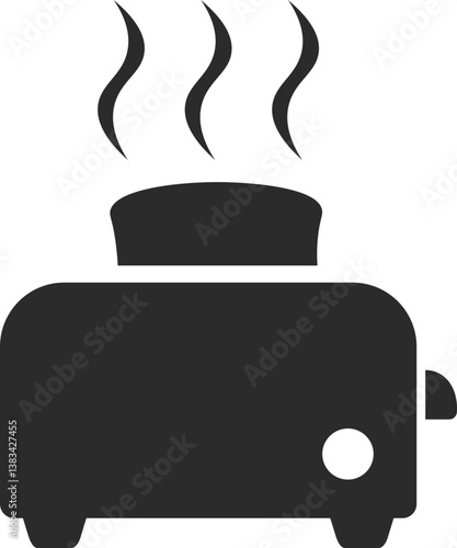 bread in a toaster kitchenware icon in dark grey and clear background, editable vector illustration