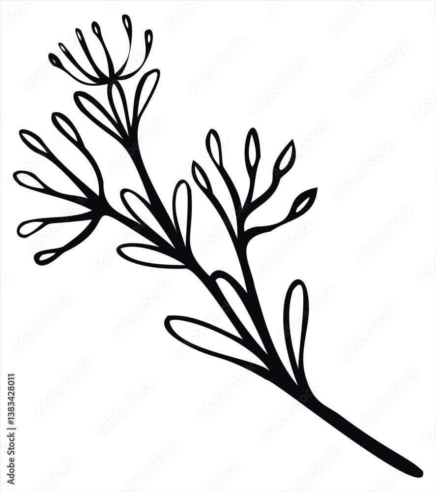 Naklejka premium Wild Flower silhouette Vector Image Isolated On White Background