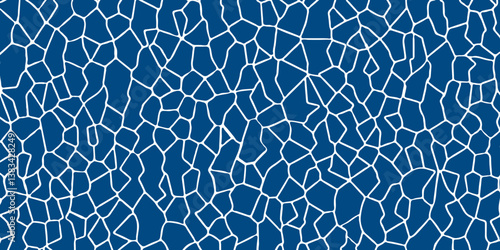 Blue gravel and pebble mosaic stone pattern with paving texture, vector seamless background. Abstract gravel tile or cobblestone pavement pattern with irregular random fragments of blue pebble stones