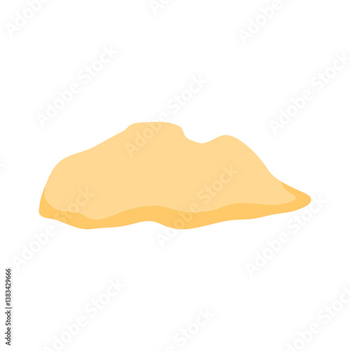 Cartoon pile of sand, sand dune in desert or at beach. Vector illustration.