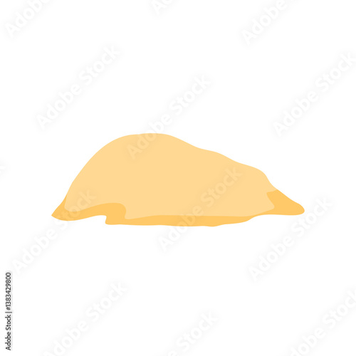 Cartoon pile of sand, sand dune in desert or at beach. Vector illustration.
