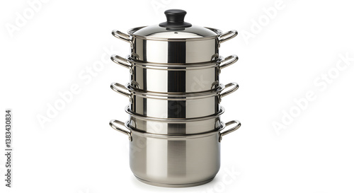 Stackable Stainless Steel Steamer Set, Four Tiered, Modern Kitchenware