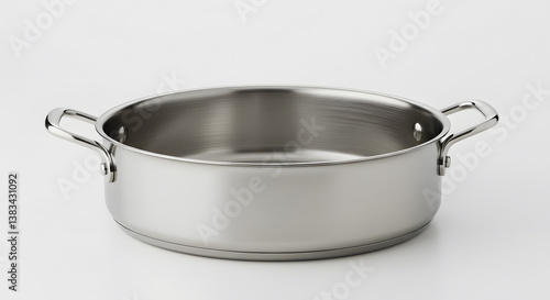 Stainless Steel Roasting Pan with Handles on White Background