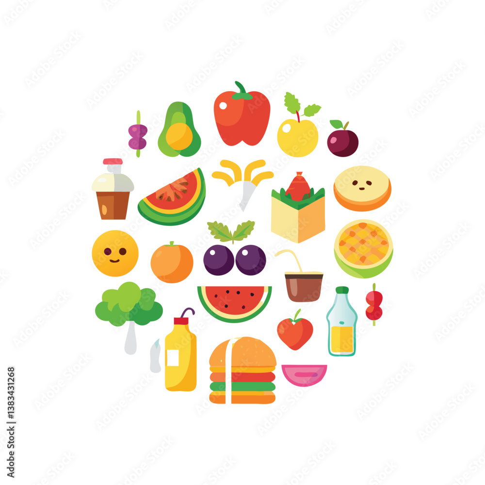 Food icon collection. Containing meal symbol vector illustration Food icon collection. Containing meal symbol vector illustration