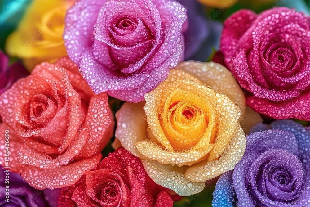 Vibrant colorful roses with water droplets (1) Vibrant colorful roses with water droplets (1)
