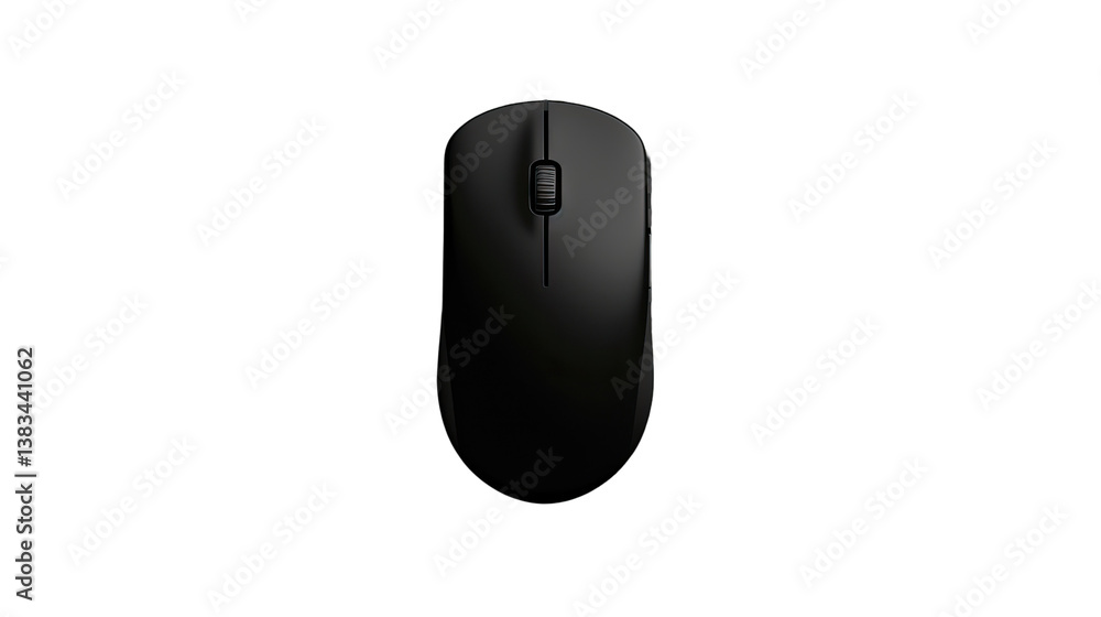 Black Computer Mouse: Sleek and modern black computer mouse, top view, embodying simplicity and functionality, ideal for office and technology themes. Black Computer Mouse: Sleek and modern black computer mouse, top view, embodying simplicity and functionality, ideal for office and technology themes.
