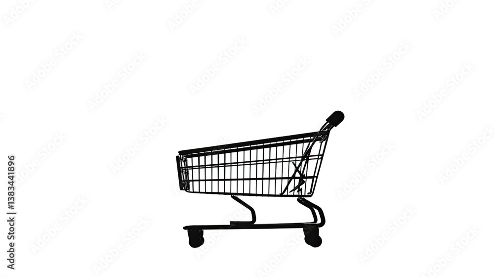 Shopping Cart Silhouette: A minimalist image showcases a sleek, dark silhouette of an empty shopping cart, evoking themes of retail, consumption, and the everyday. Shopping Cart Silhouette: A minimalist image showcases a sleek, dark silhouette of an empty shopping cart, evoking themes of retail, consumption, and the everyday.