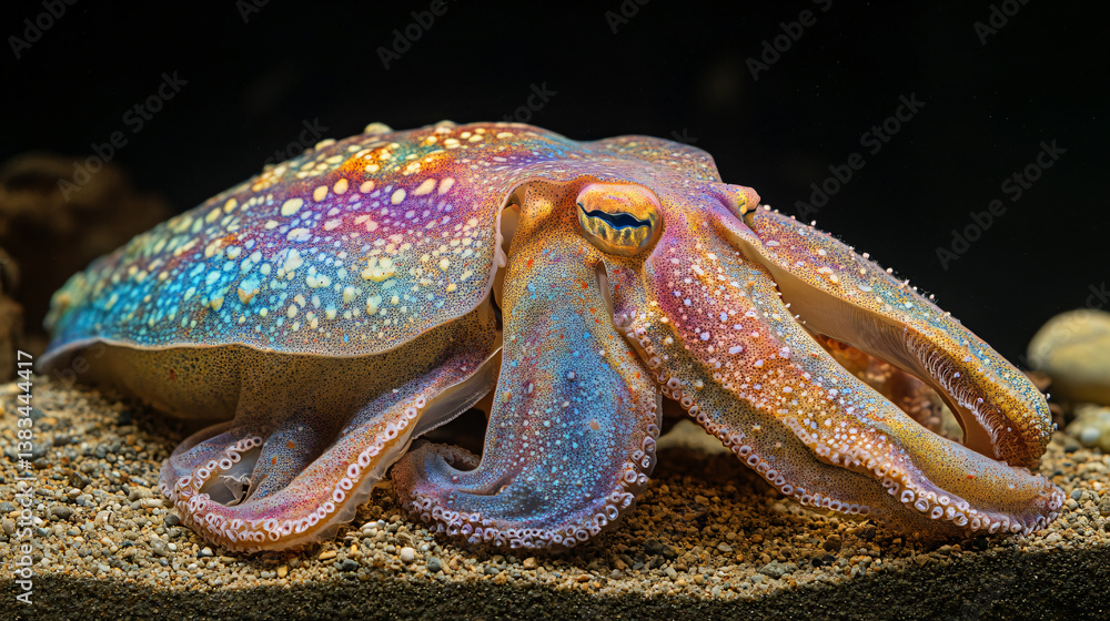 Fototapeta premium Cuttlefish cleverly change color according to the sea floor