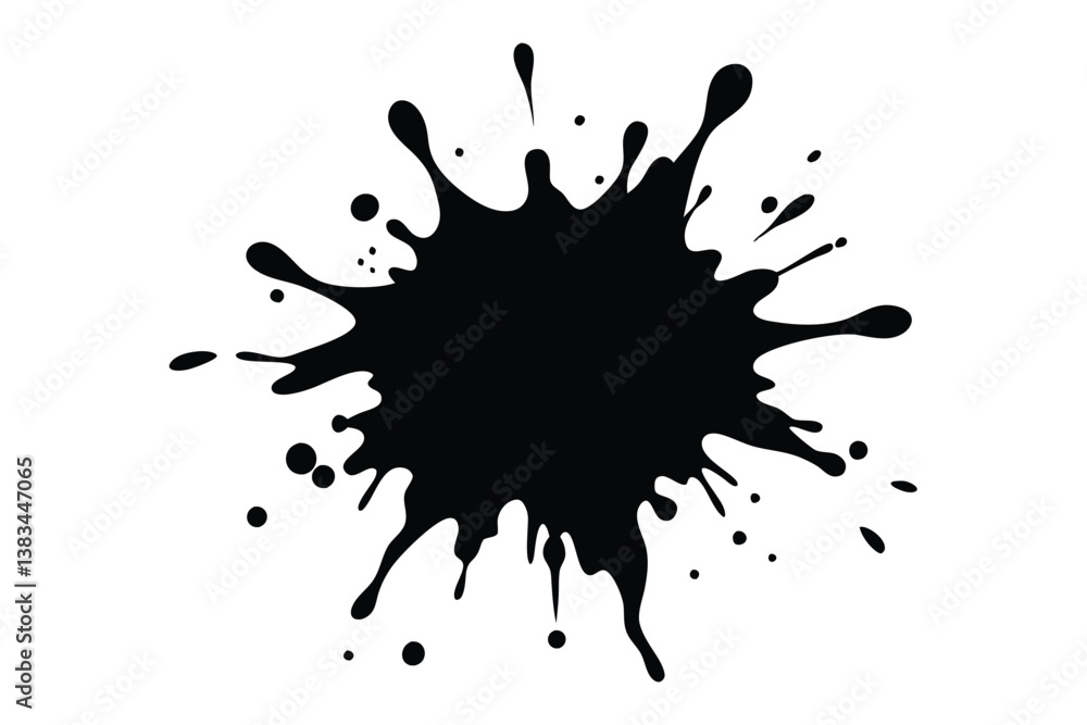 Isolated Abstract Black Ink Splash with Dripping Paint Isolated Abstract Black Ink Splash with Dripping Paint