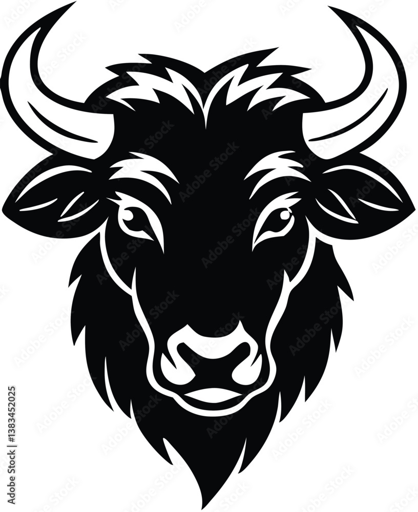 Buffalo Head Vector – Bold Black and White Bison Silhouette design Illustration for Logos, Mascots & Tattoos. Buffalo Head Vector – Bold Black and White Bison Silhouette design Illustration for Logos, Mascots & Tattoos.