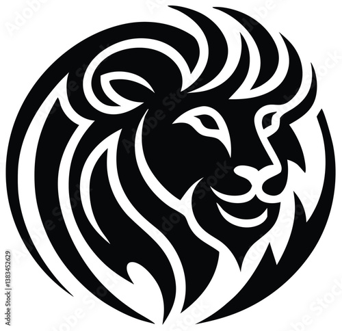 Buffalo Head Vector – Bold Black and White Bison Silhouette design Illustration for Logos, Mascots & Tattoos.