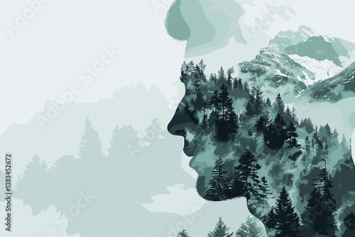 Concept of green devotion, business person on nature background