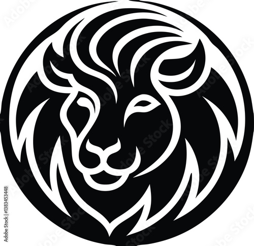Buffalo Head Vector – Bold Black and White Bison Silhouette design Illustration for Logos, Mascots & Tattoos.