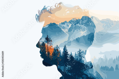 Concept of green devotion, business person on nature background