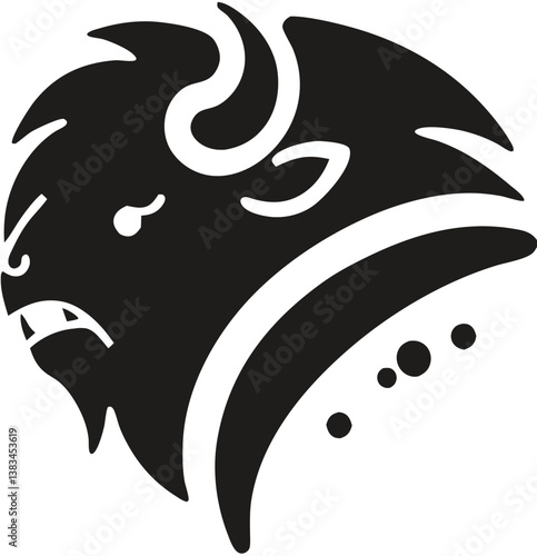 Buffalo Head Vector – Bold Black and White Bison Silhouette design Illustration for Logos, Mascots & Tattoos.
