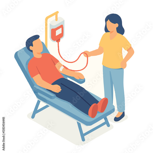 Blood Donation Scene with Donor and Nurse in Clinic  