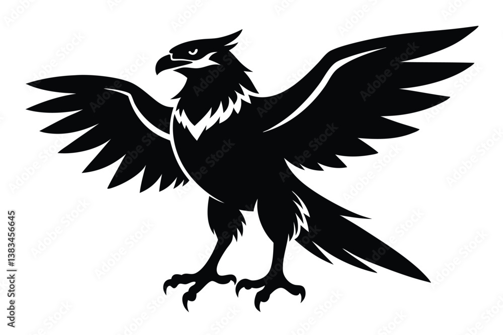 Fototapeta premium Silhouette of Majestic Eagle Spreading Wings, Talons Extended 