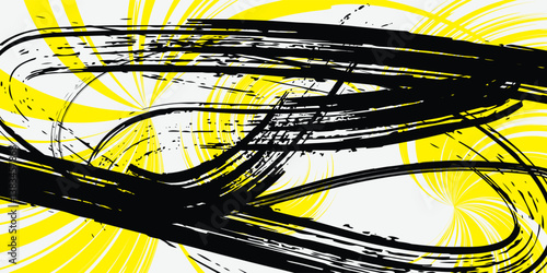Circle brush stroke vector isolated on white background. yellow and black enso zen circle brush stroke.For stamp,seal, ink and paintbrush design template. Sun grunge hand drawn circle shape