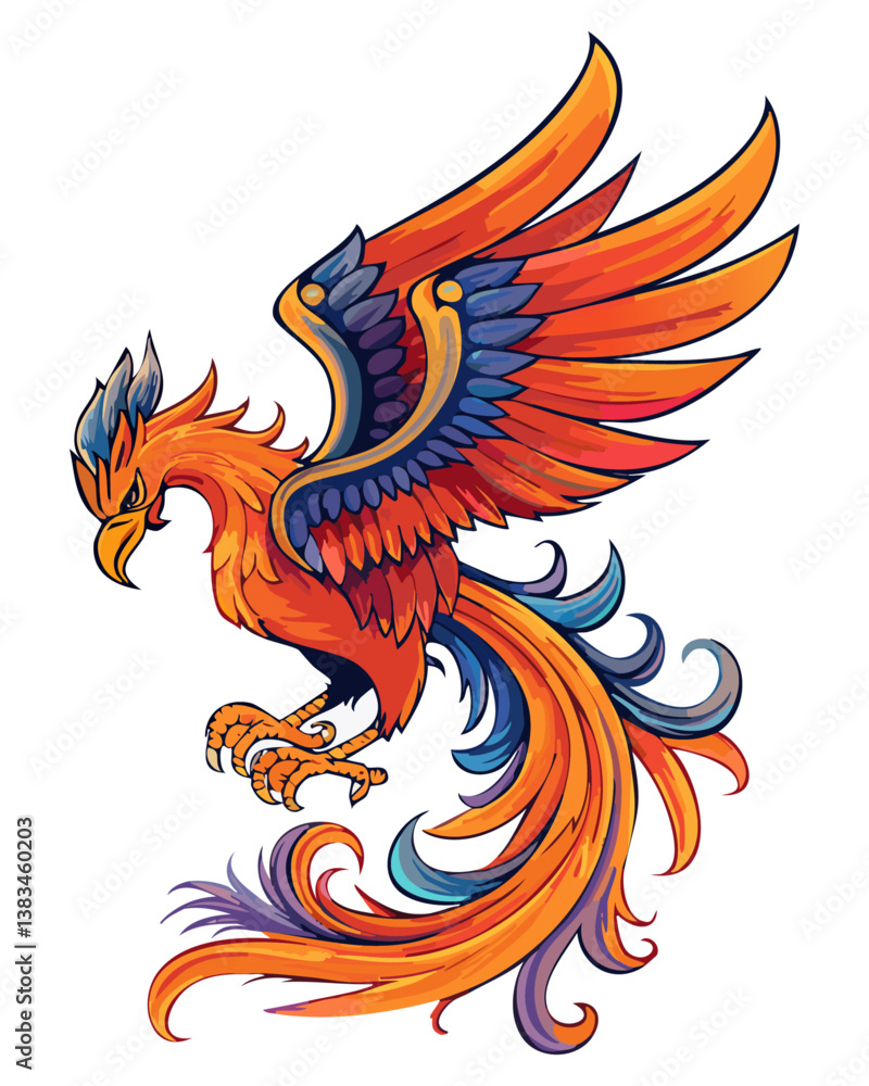 Fototapeta premium Vector phoenix bird tattoo.