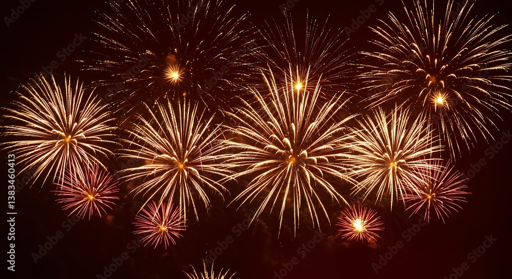 Fototapeta premium Crimson Fireworks Symphony AI Generated