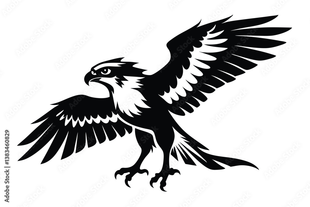 Obraz premium Majestic Eagle Spreading Wings Isolated on White Background