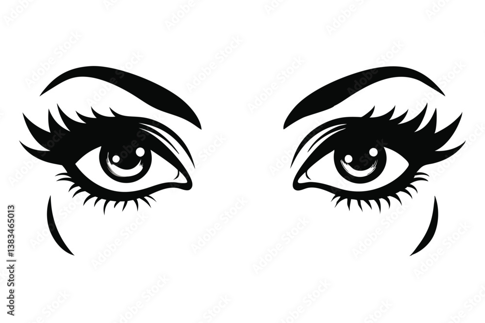 Cartoon Eyes Design, Eyelashes and Eyebrows, Cartoon Eyes Design, Eyelashes and Eyebrows,