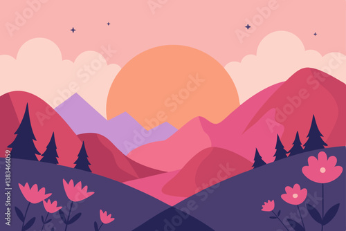 winter landscape with mountains