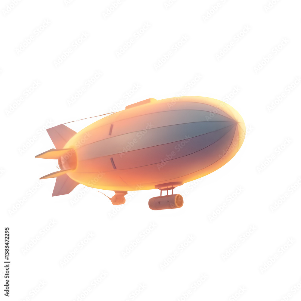 Fototapeta premium Sunset Airship Journey with Glowing Lights in a Serene Sky