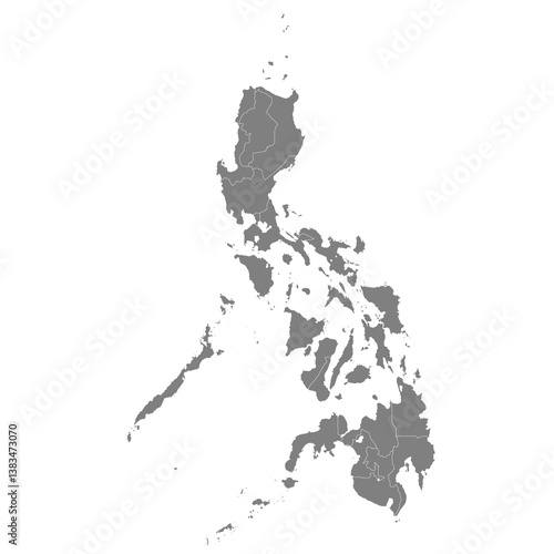 High quality map of Philippines with borders of the regions