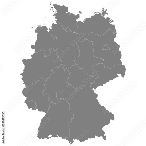 High quality map of Germany with borders of the regions