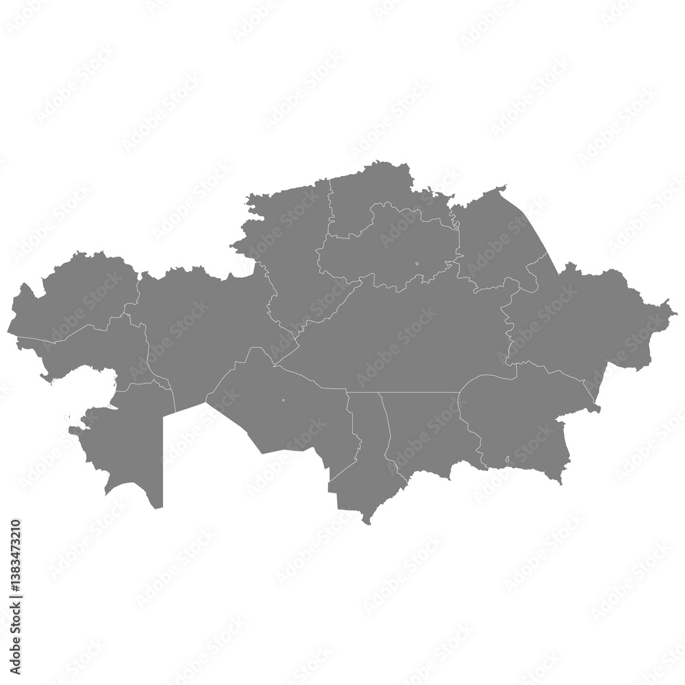 Fototapeta premium High quality map of Kazakhstan with borders of the regions