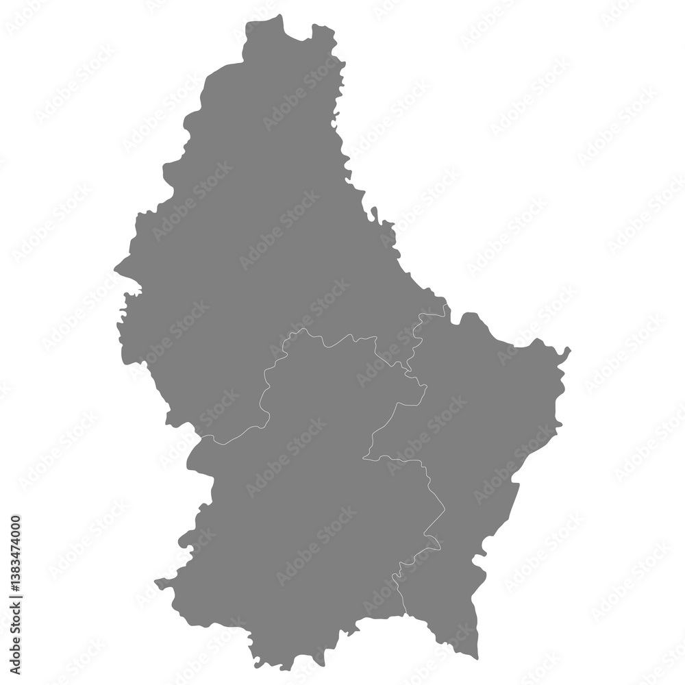 High quality map of Luxembourg with borders of the regions