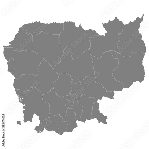 Obraz na płótnie High quality map of Cambodia with borders of the regions w salonie
