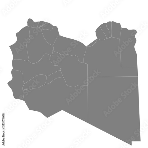 High quality map of Libya with borders of the regions