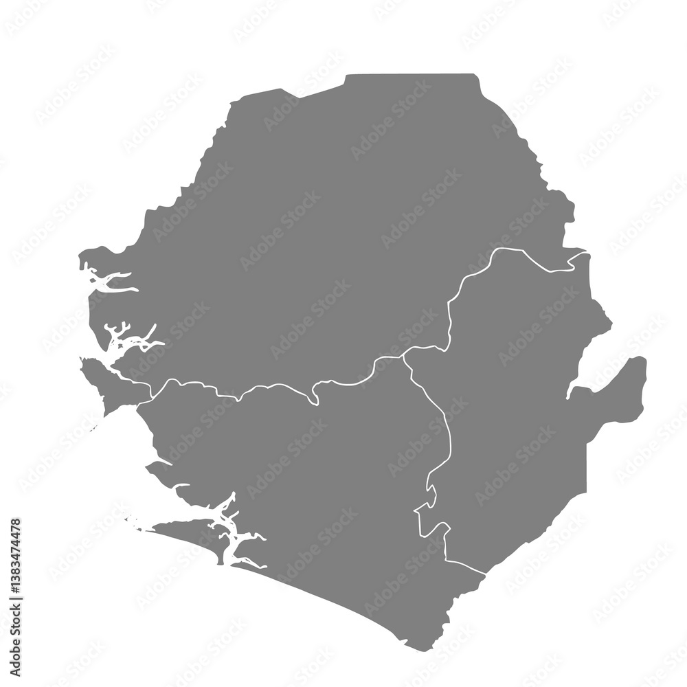 Fototapeta premium High quality map of Sierra Leone with borders of the regions