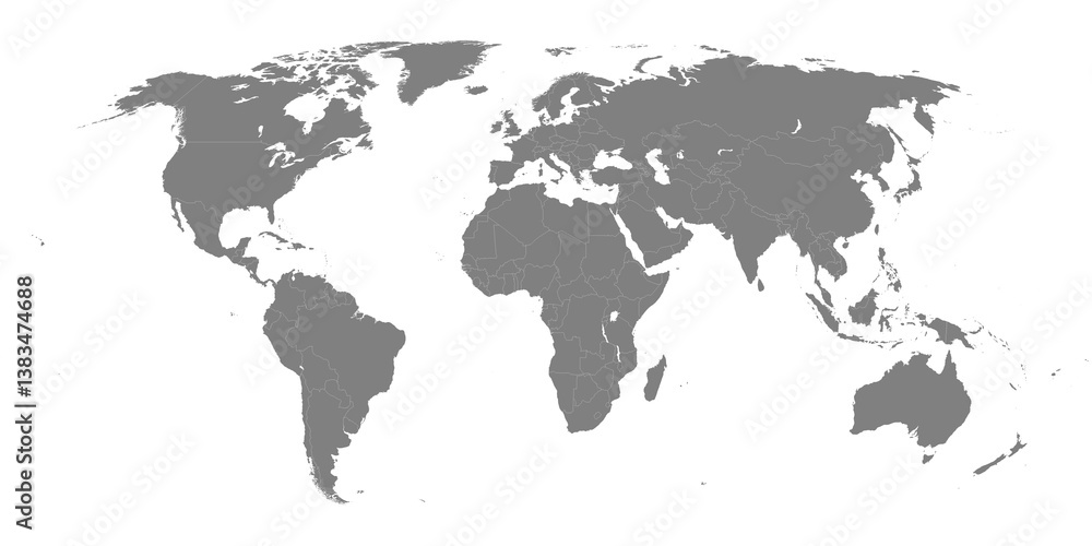 High quality world map with borders of the countries