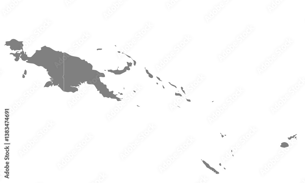 High quality map of Melanesia with borders of the regions