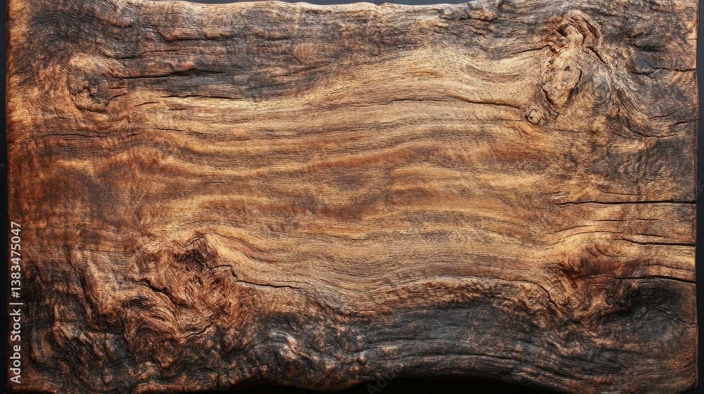 Naklejka premium Rich walnut wood texture with horizontal wood grain, subtle natural imperfections generative ai