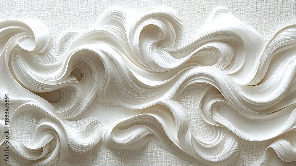 Fototapeta premium Elegant flowing white textures studio space abstract art minimalist design close-up visual harmony