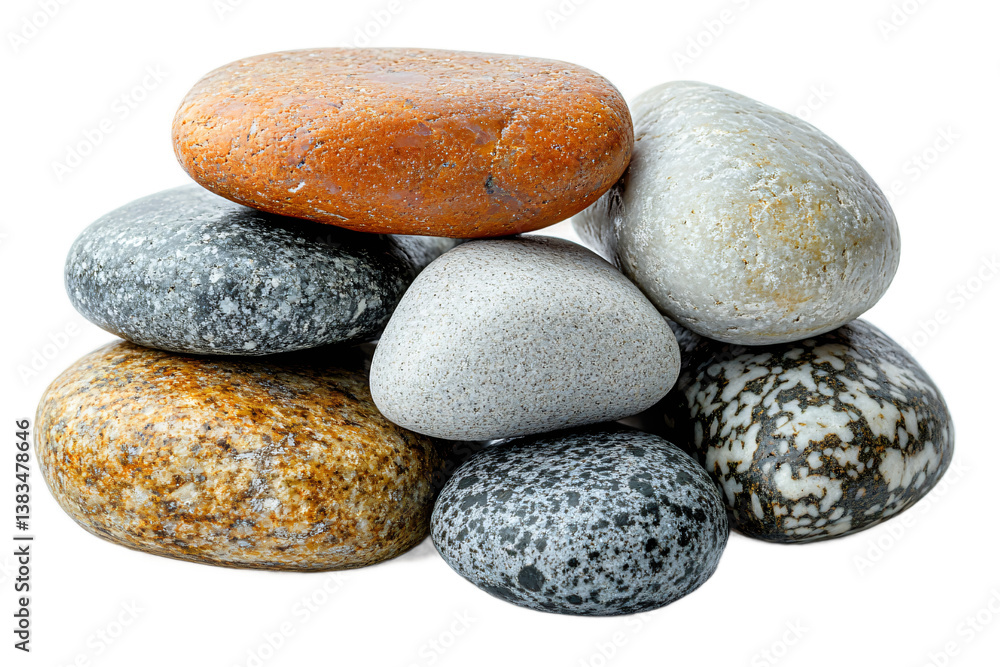 Serene river pebbles isolated on transparent background, smooth natural stones cut out for peaceful spa environments and relaxation spaces Serene river pebbles isolated on transparent background, smooth natural stones cut out for peaceful spa environments and relaxation spaces