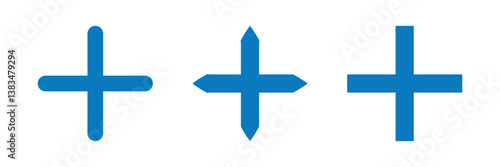 Plus sign icons set in isolated background. Add more sign. .Line illustration of plus add button .