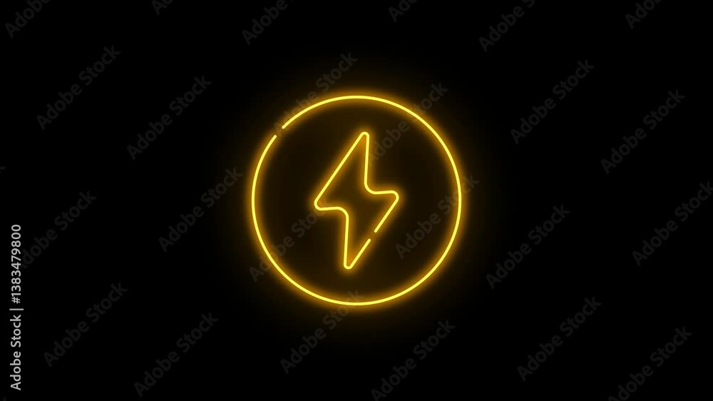 Animated neon lightning bolt representing electricity, power, and energy-efficient technology. Animated neon lightning bolt representing electricity, power, and energy-efficient technology.