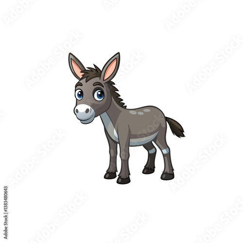 Happy bunny and donkey characters with a cute dog on a farm, 3D cartoon illustration of animals for Easter, featuring white and brown tones, isolated, fun and playful style