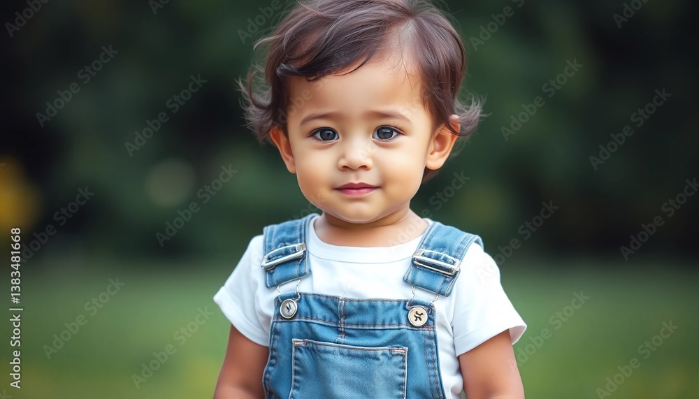 A young child is smiling and looking towards the viewer A young child is smiling and looking towards the viewer