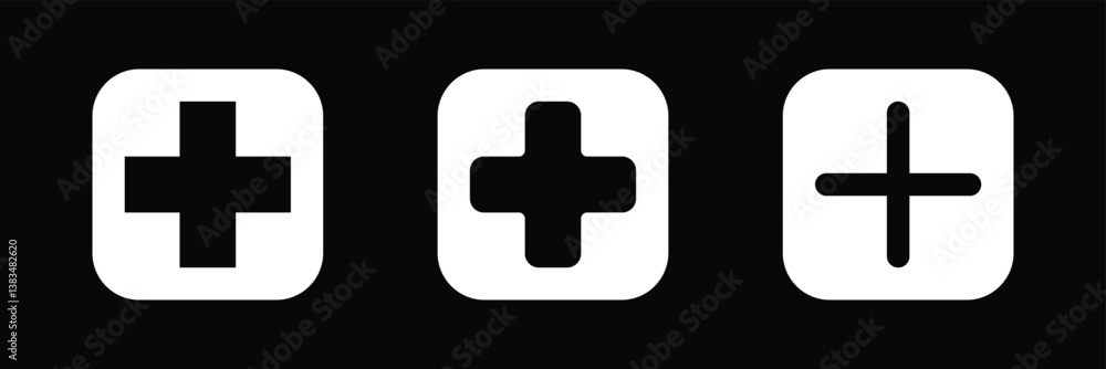 Fototapeta premium Plus icon in black and white stroke