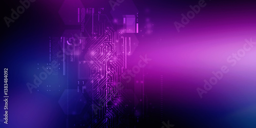 2d illustration Abstract futuristic electronic circuit technology background
