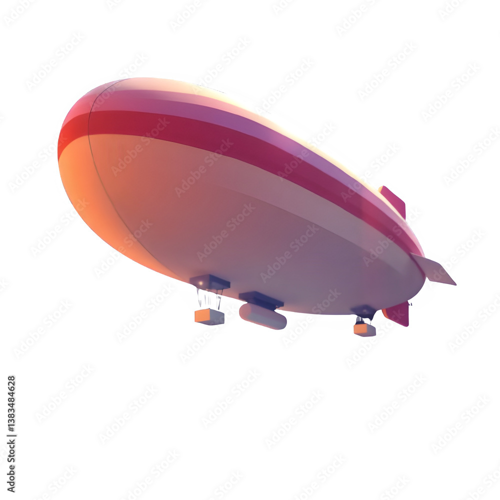 Obraz premium Colorful Blimp with Red and White Stripes Flying Gracefully at Sunset