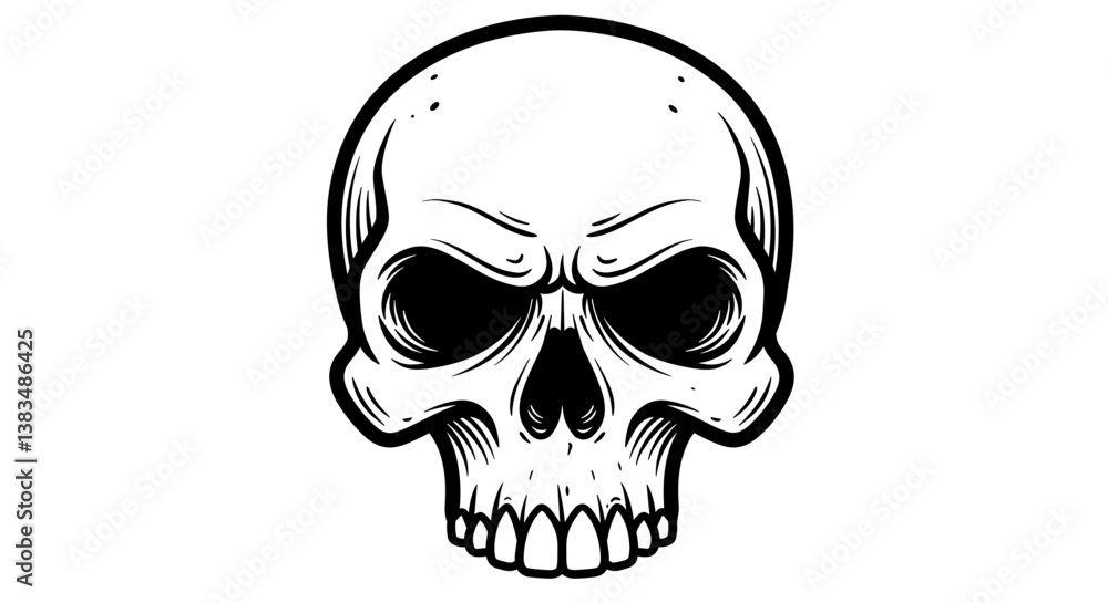 Fototapeta premium Skull illustration in black and white