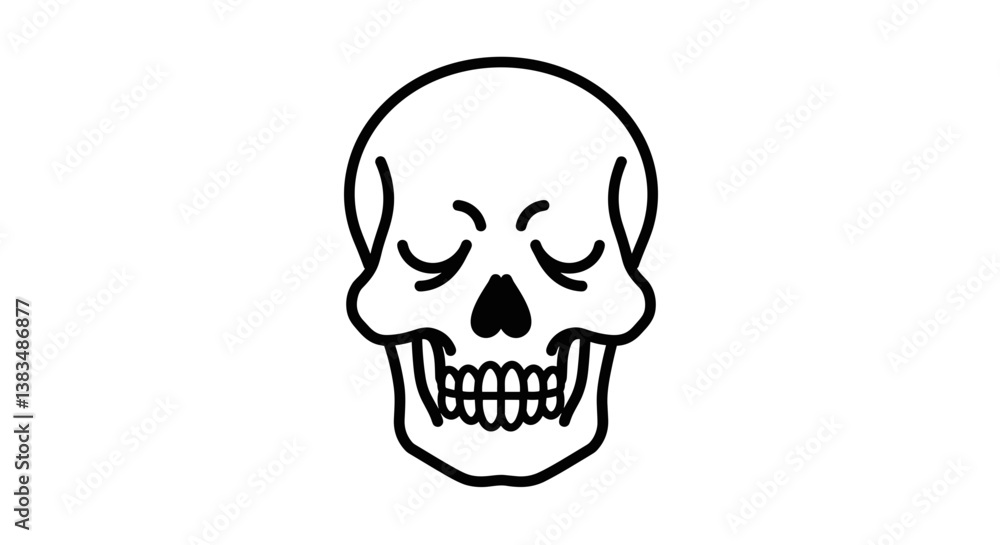 Fototapeta premium Skull illustration in minimalist style on white background