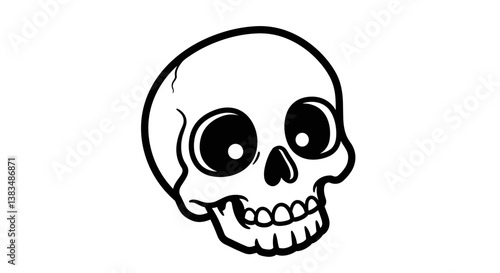 Cartoon skull with large eyes and smiling expression